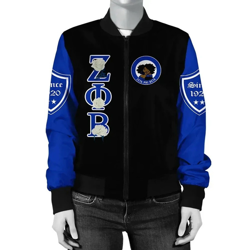 Zeta Phi Beta White Rose Bomber Jacket, African Bomber Jacket For Men Women