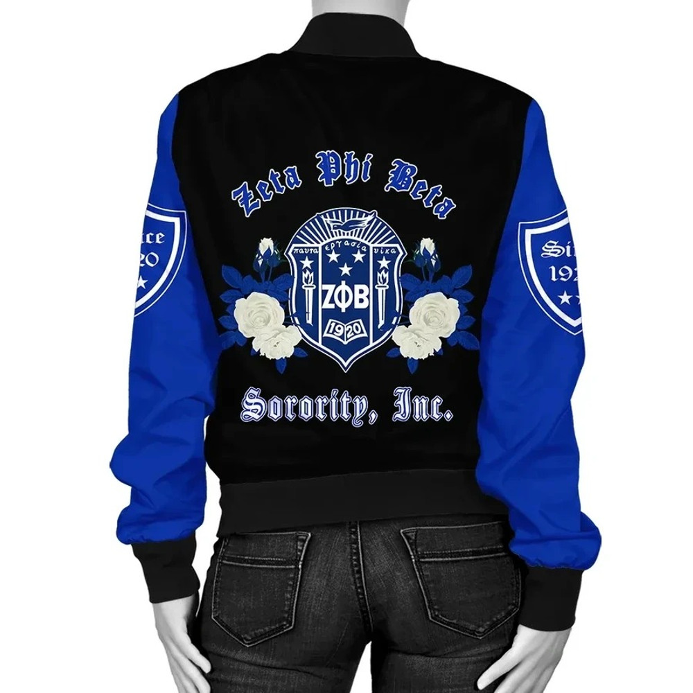 Zeta Phi Beta White Rose Bomber Jacket, African Bomber Jacket For Men Women