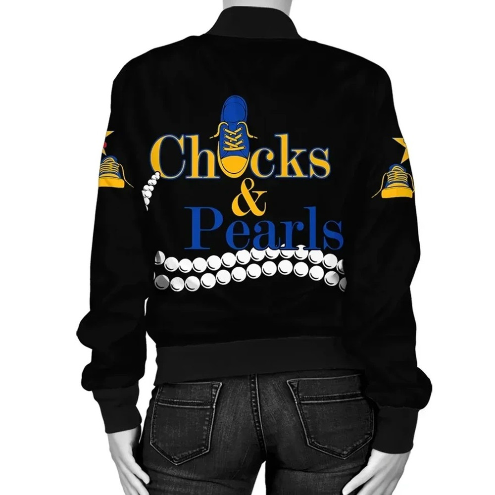 Sigma Gamma Rho Pearls K.H Chucks And Pearls Bomber Jacket, African Bomber Jacket For Men Women
