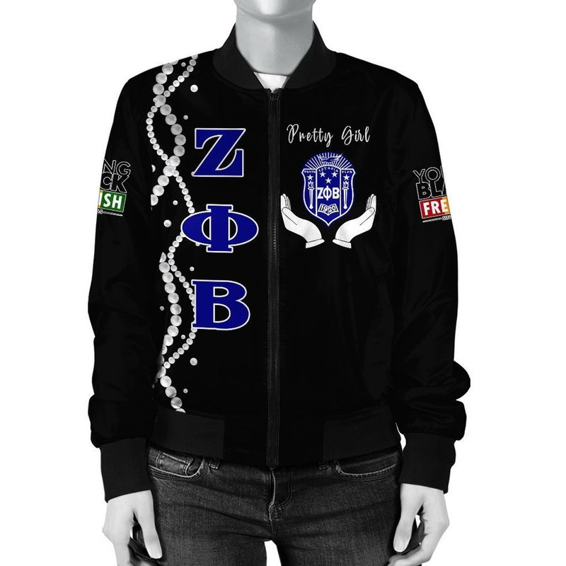 Juneteenth Zeta Phi Beta Pretty Girl Bomber Jacket, African Bomber Jacket For Men Women