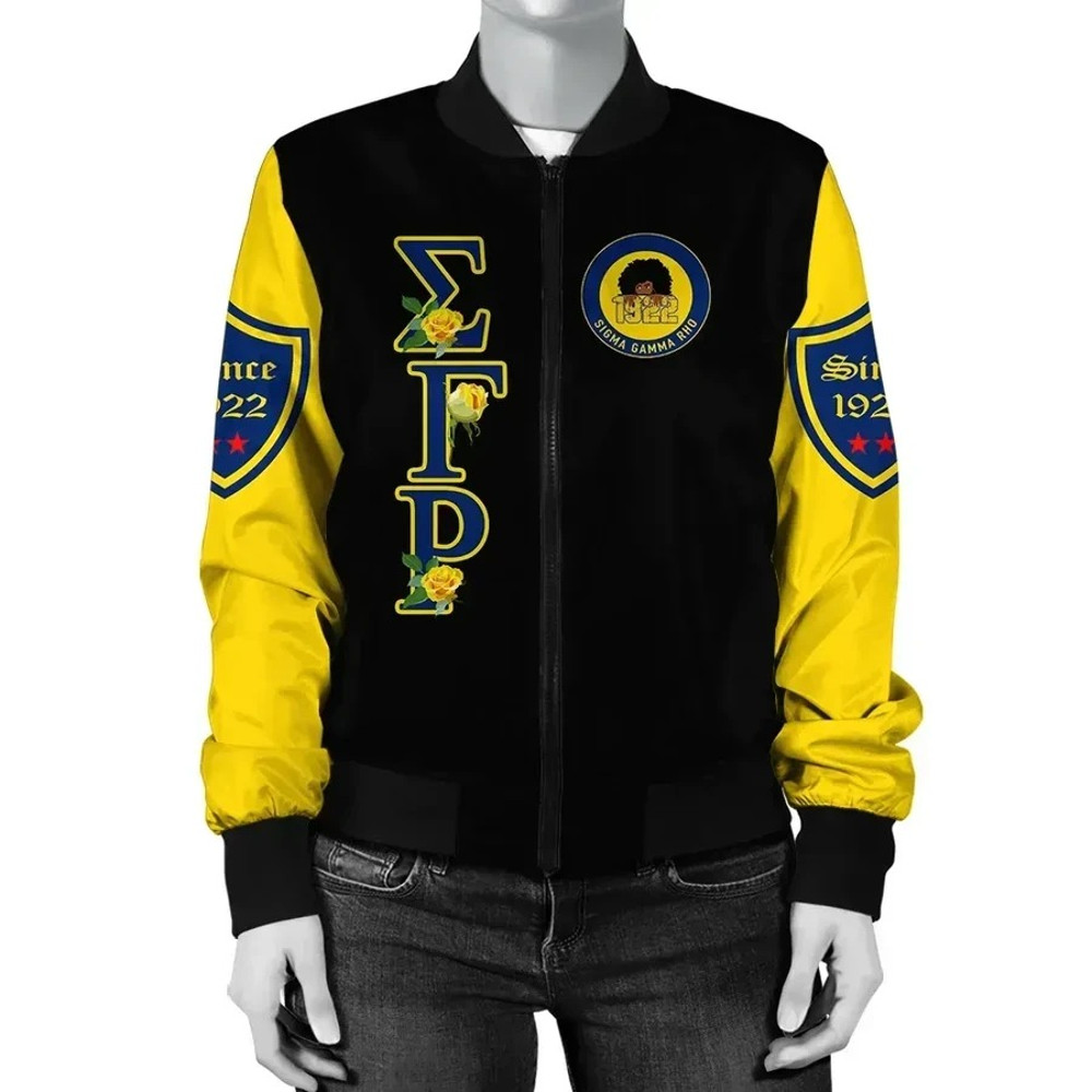 Sigma Gamma Rho Yellow Rose Bomber Jacket, African Bomber Jacket For Men Women