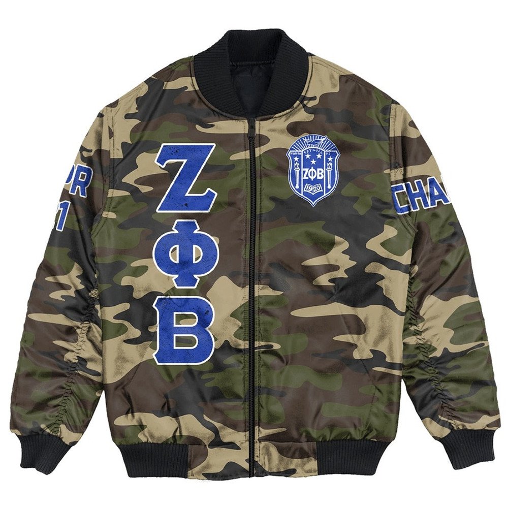 Custom Zeta Phi Beta Camouflage Bomber Jackets, African Bomber Jacket For Men Women