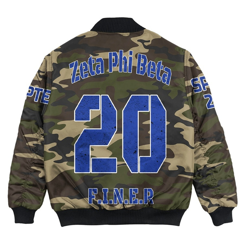 Custom Zeta Phi Beta Camouflage Bomber Jackets, African Bomber Jacket For Men Women