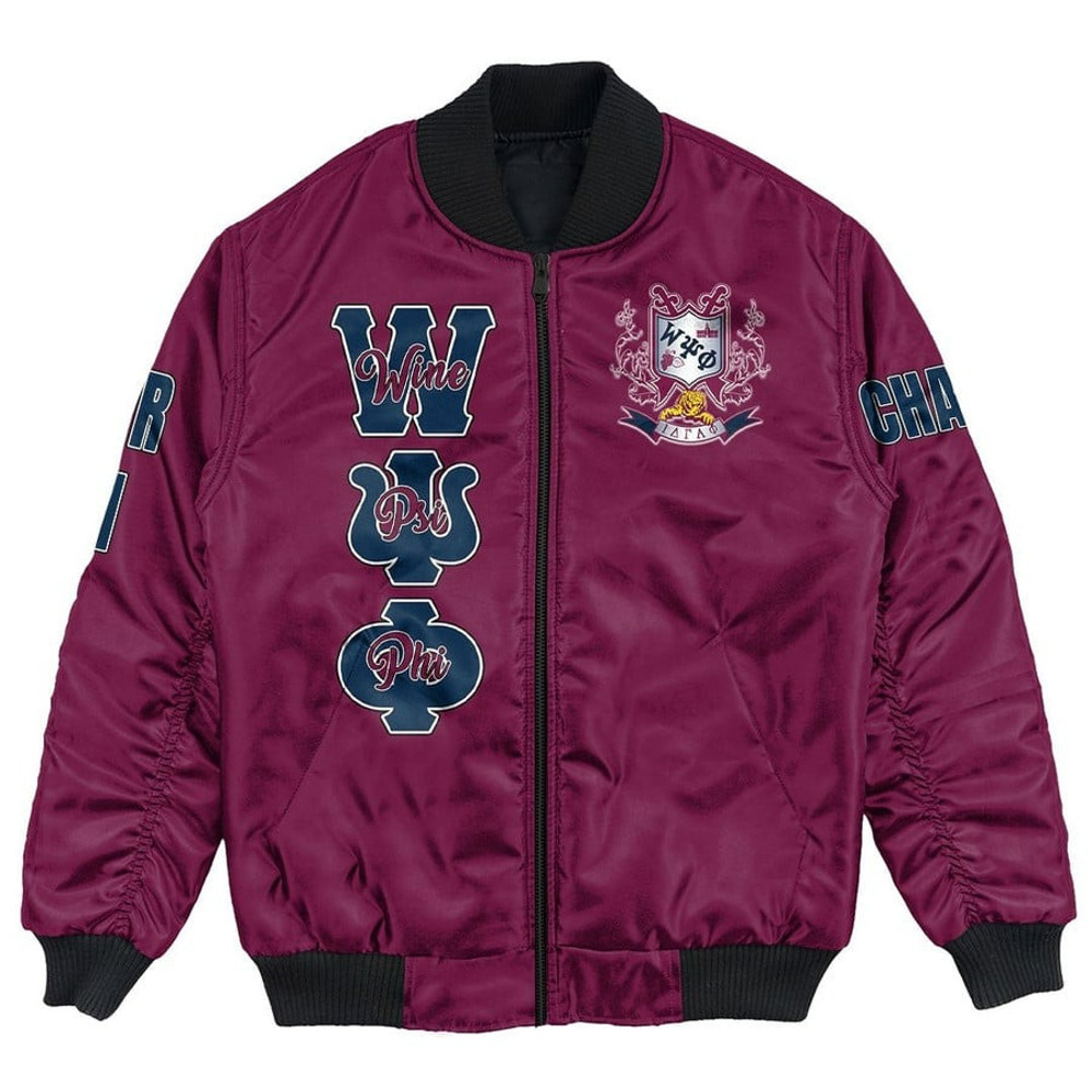 Custom Wine Psi Phi Bomber Jackets, African Bomber Jacket For Men Women
