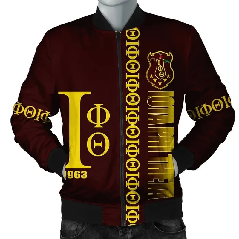 Brown Iota Phi Theta Bomber Jacket, African Bomber Jacket For Men Women