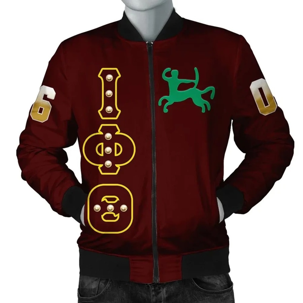 Iota Phi Theta Crystal Brown Bomber, African Bomber Jacket For Men Women