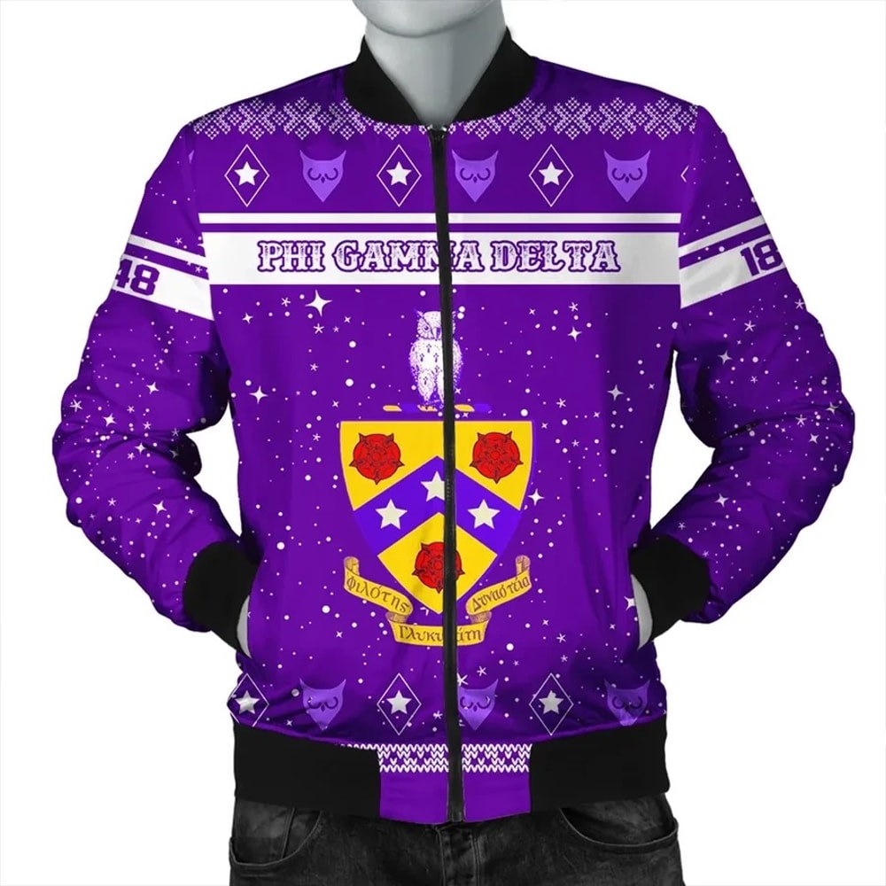 Christmas Style Fraternity Phi Gamma Delta Bomber Jacket, African Bomber Jacket For Men Women