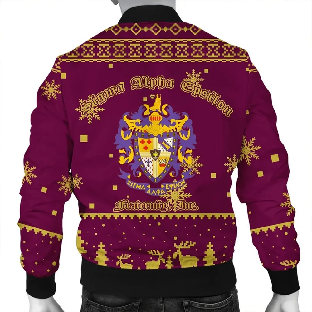 Christmas Letters Fraternity Sigma Alpha Epsilon Bomber Jacket, African Bomber Jacket For Men Women