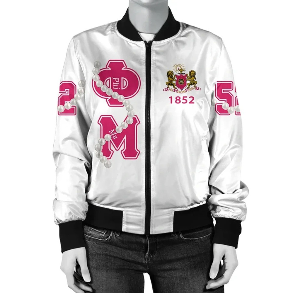 Phi Mu Ver.1 Pearls Bomber Jacket, African Bomber Jacket For Men Women