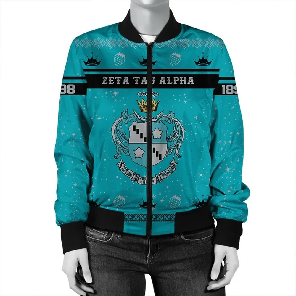 Christmas Style Sorority Zeta Tau Alpha Bomber Jacket, African Bomber Jacket For Men Women