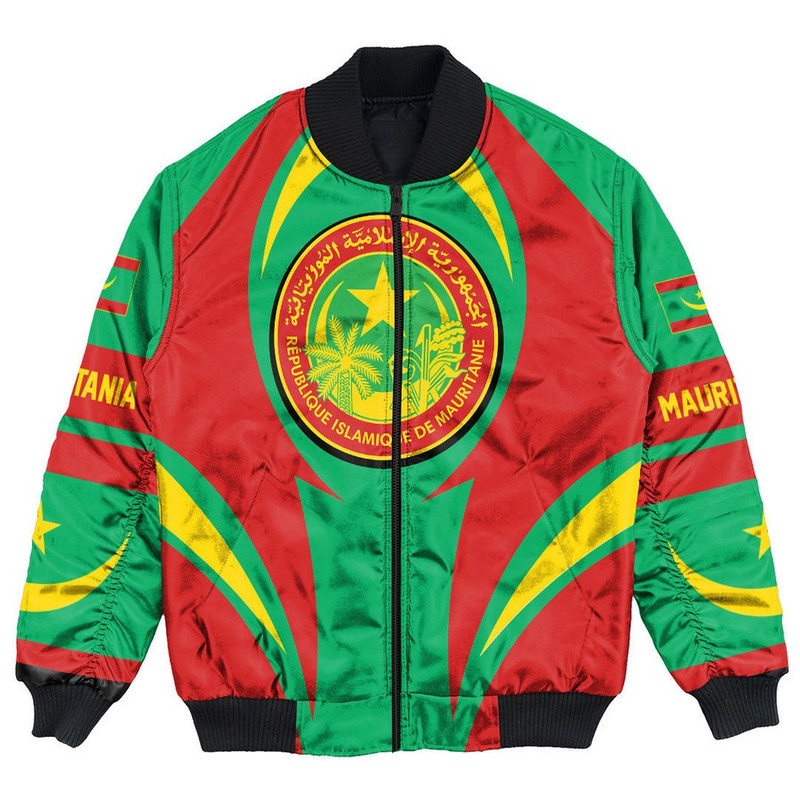 Mauritania Action Falg Bomber Jacket, African Bomber Jacket For Men Women