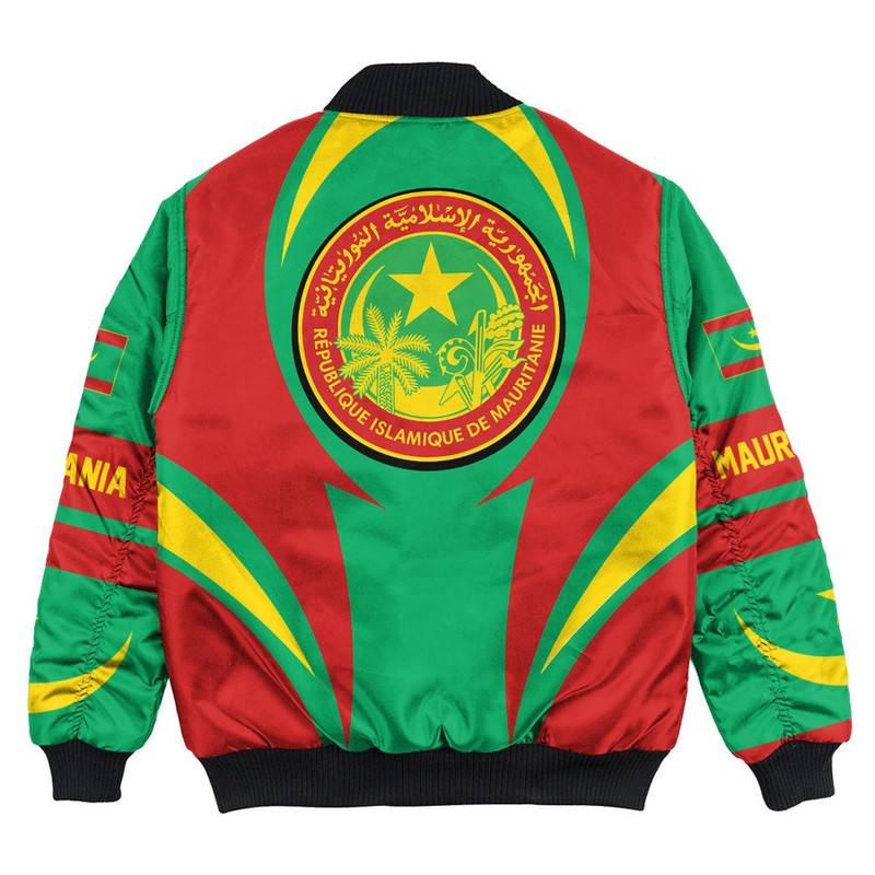 Mauritania Action Falg Bomber Jacket, African Bomber Jacket For Men Women
