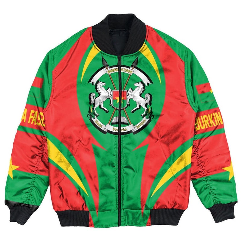 Burkina Faso Action Falg Bomber Jacket, African Bomber Jacket For Men Women