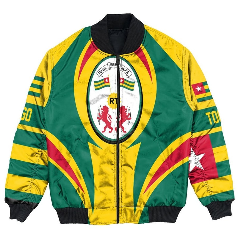 Togo Action Falg Bomber Jacket, African Bomber Jacket For Men Women