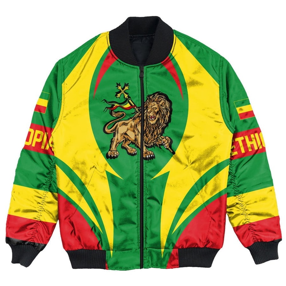 Ethiopia Action Falg Bomber Jacket, African Bomber Jacket For Men Women