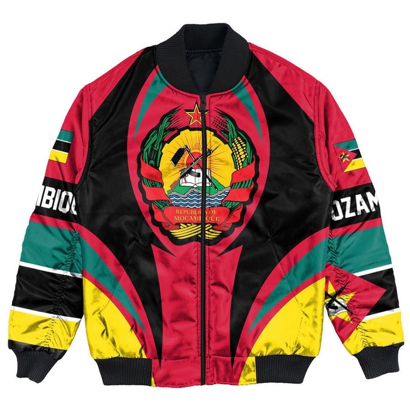 Mozambique Action Falg Bomber Jacket, African Bomber Jacket For Men Women