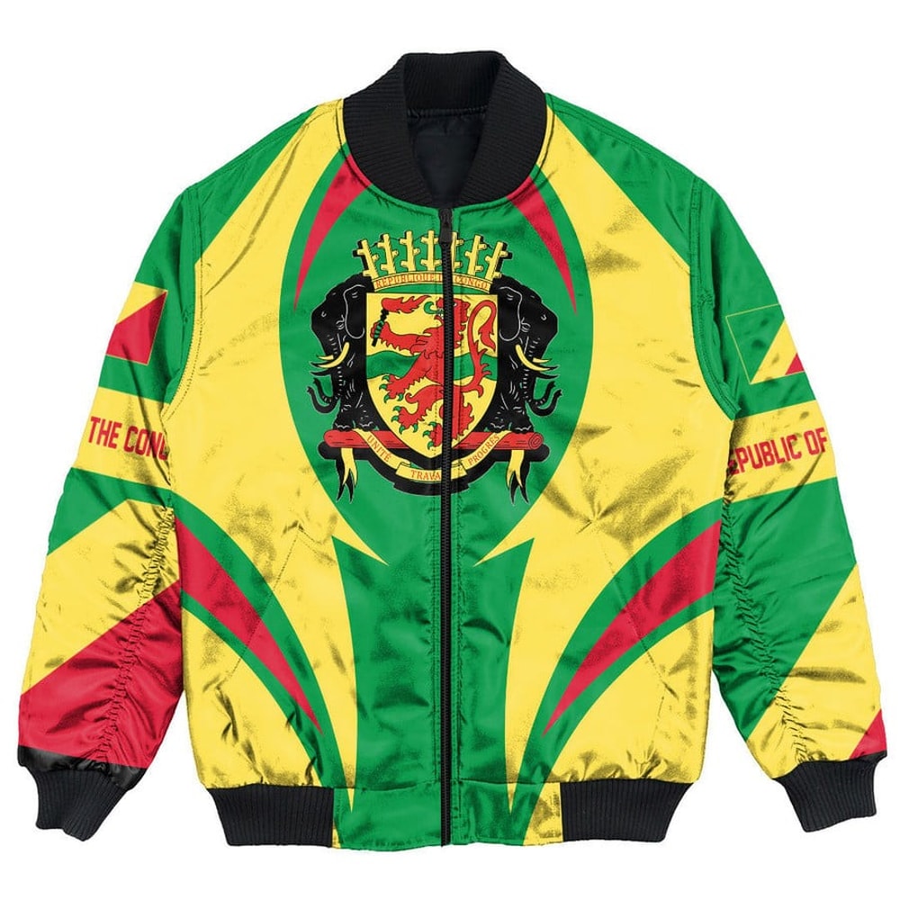 Republic Of The Congo Action Falg Bomber Jacket, African Bomber Jacket For Men Women