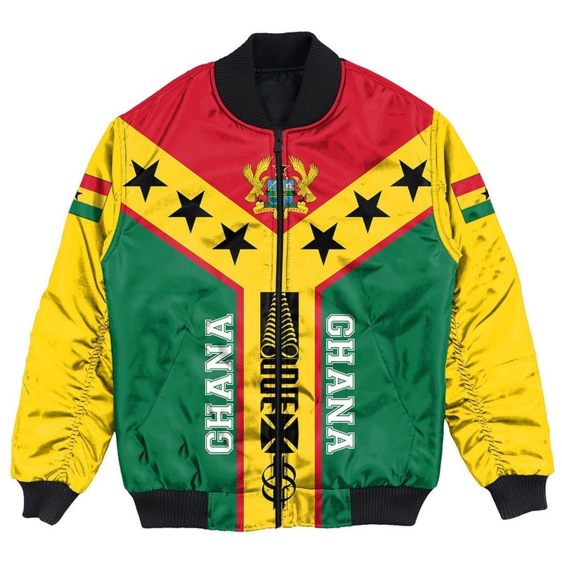 Ghana Rising Symbol Adinkra Tattoo Bomber Jackets, African Bomber Jacket For Men Women