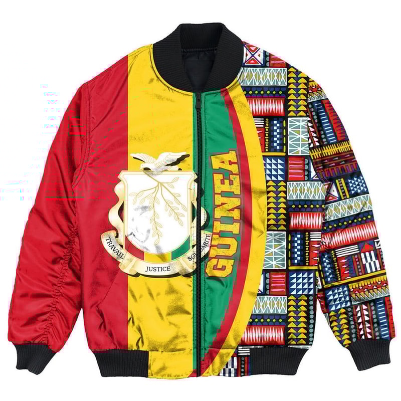Guinea Bissau Flag and Kente Pattern Special Bomber Jacket, African Bomber Jacket For Men Women