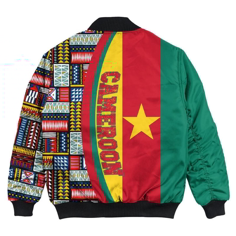 Cameroon Flag and Kente Pattern Special Bomber Jacket, African Bomber Jacket For Men Women