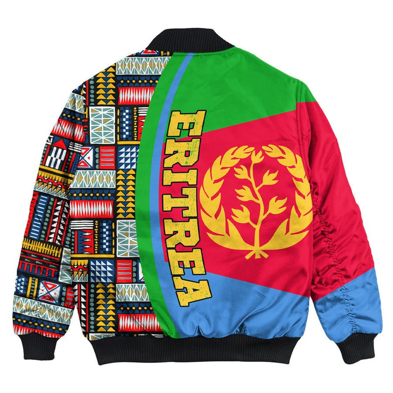 Eritrea Flag and Kente Pattern Special Bomber Jacket, African Bomber Jacket For Men Women