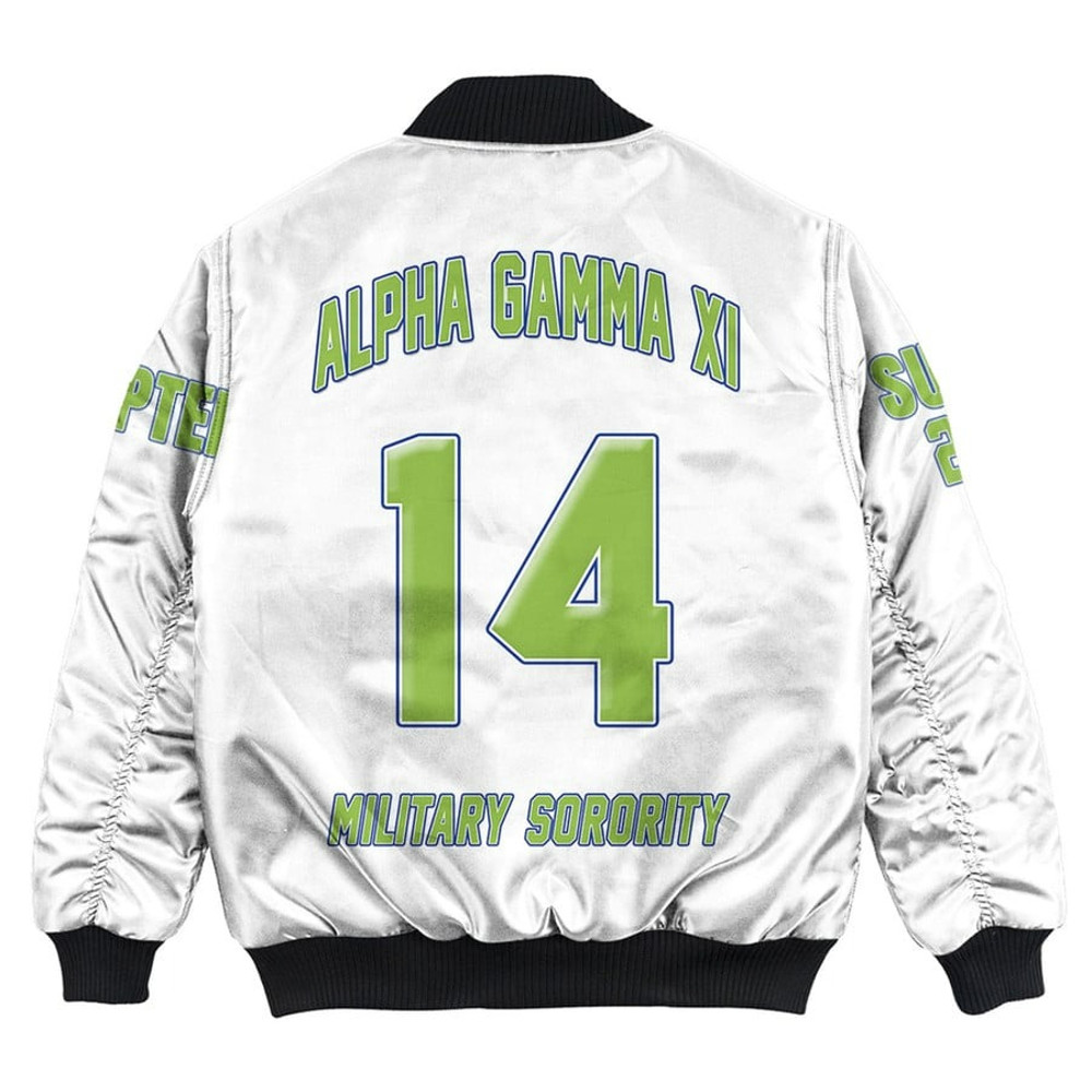 Custom Alpha Gamma Xi (White) Bomber Jackets, African Bomber Jacket For Men Women