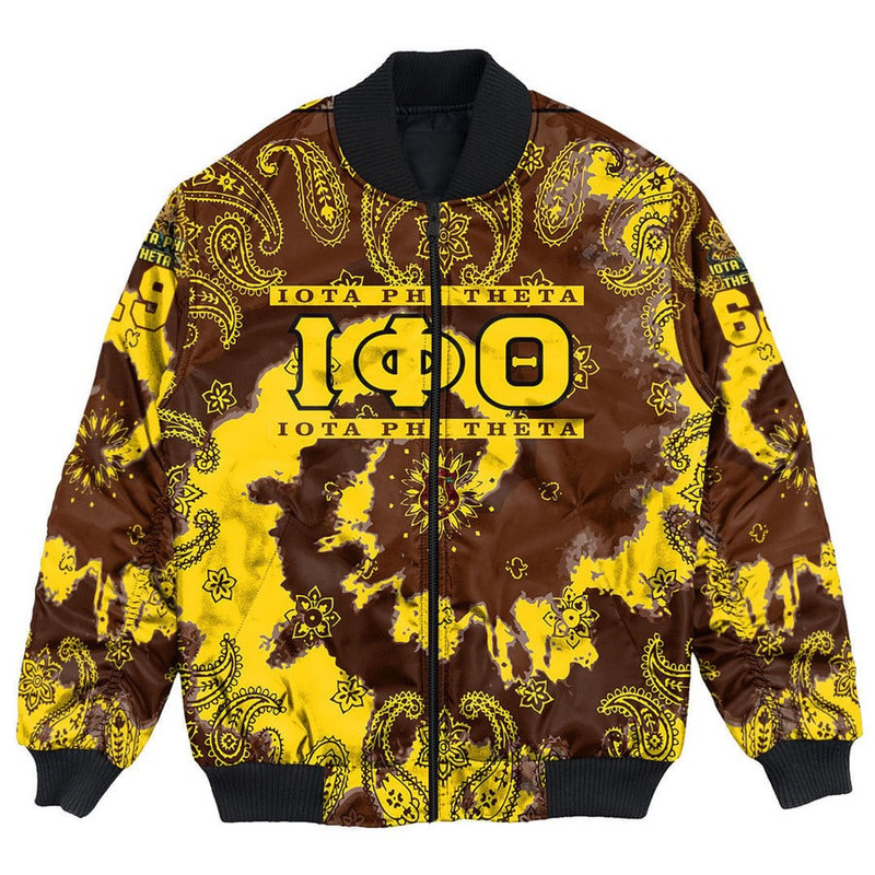 Custom Iota Phi Theta Paisley Bandana Tie Dye Style Bomber Jackets, African Bomber Jacket For Men Women