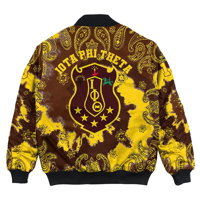 Custom Iota Phi Theta Paisley Bandana Tie Dye Style Bomber Jackets, African Bomber Jacket For Men Women