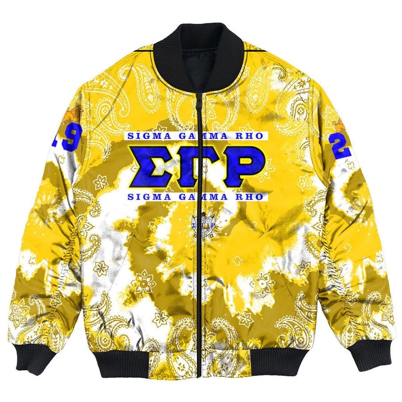 Custom Sigma Gamma Rho Paisley Bandana Tie Dye Style Bomber Jackets, African Bomber Jacket For Men Women