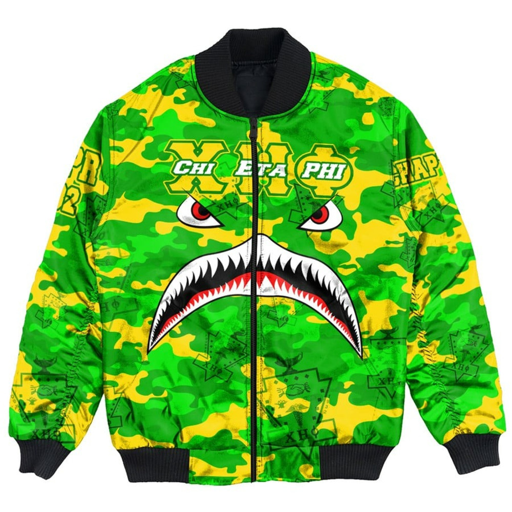 Chi Eta Phi Full Camo Shark Bomber Jackets, African Bomber Jacket For Men Women