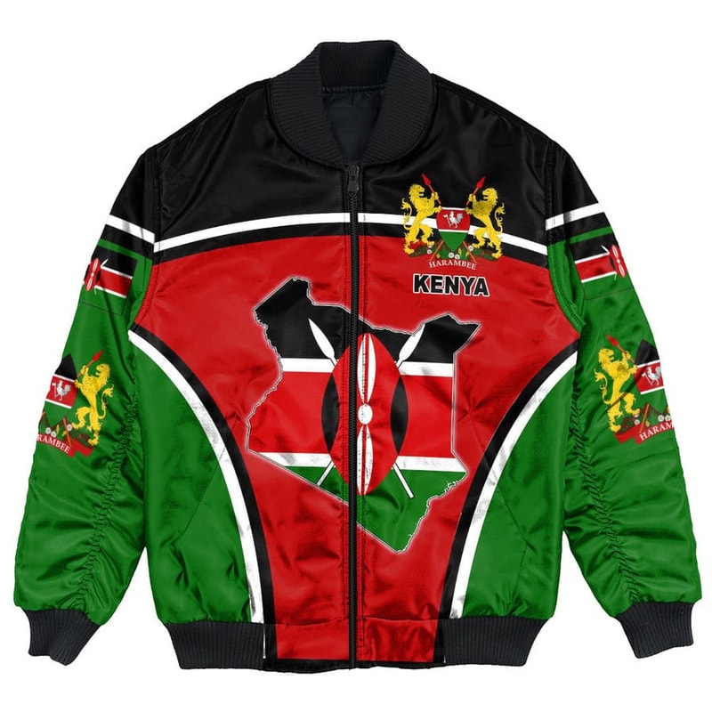 Kenya Active Flag Bomber Jacket, African Bomber Jacket For Men Women