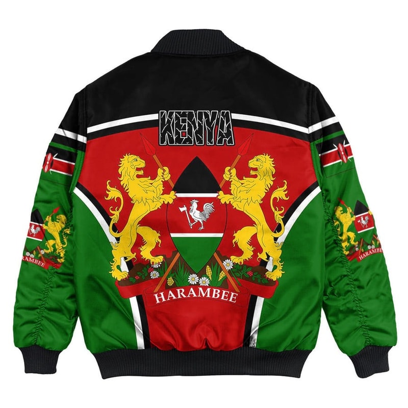 Kenya Active Flag Bomber Jacket, African Bomber Jacket For Men Women