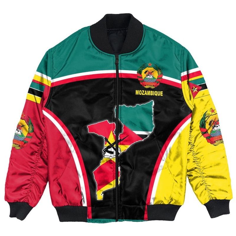 Mozambique Active Flag Bomber Jacket, African Bomber Jacket For Men Women