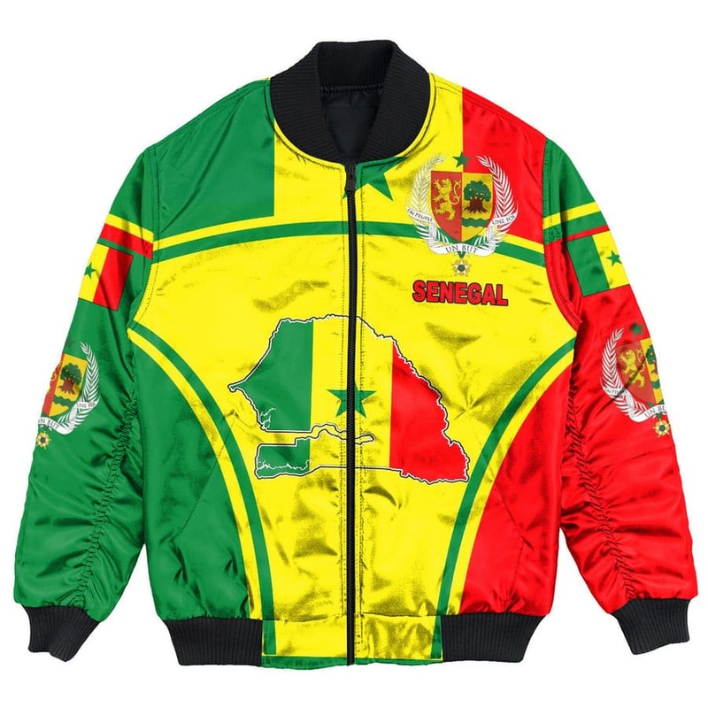 Senegal Active Flag Bomber Jacket, African Bomber Jacket For Men Women