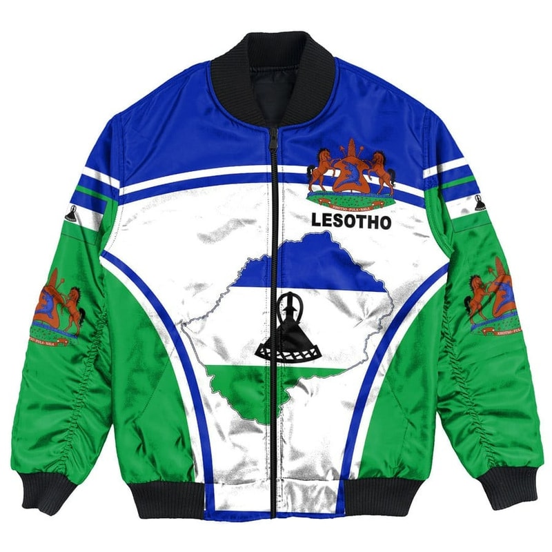 Lesotho Active Flag Bomber Jacket, African Bomber Jacket For Men Women