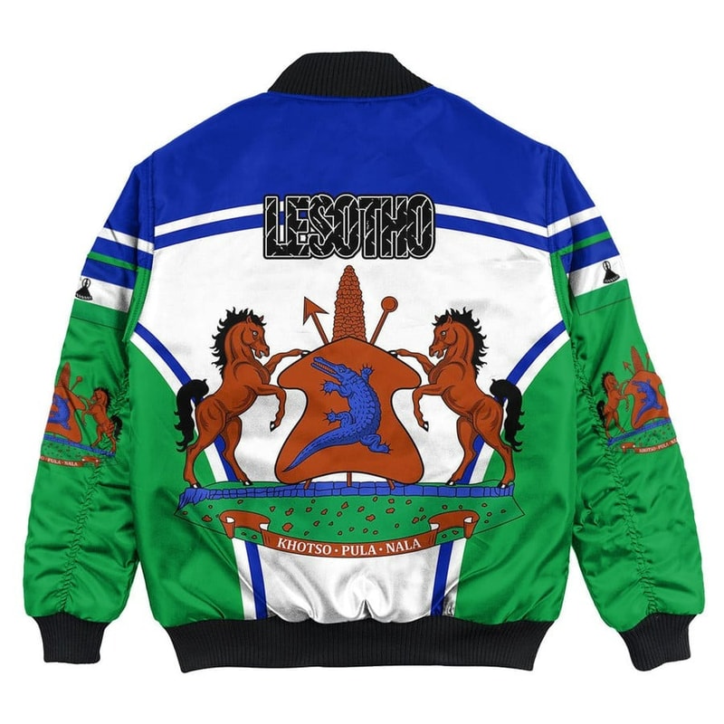Lesotho Active Flag Bomber Jacket, African Bomber Jacket For Men Women