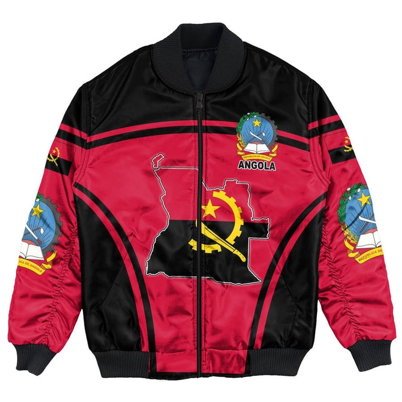 Angola Active Flag Bomber Jacket, African Bomber Jacket For Men Women
