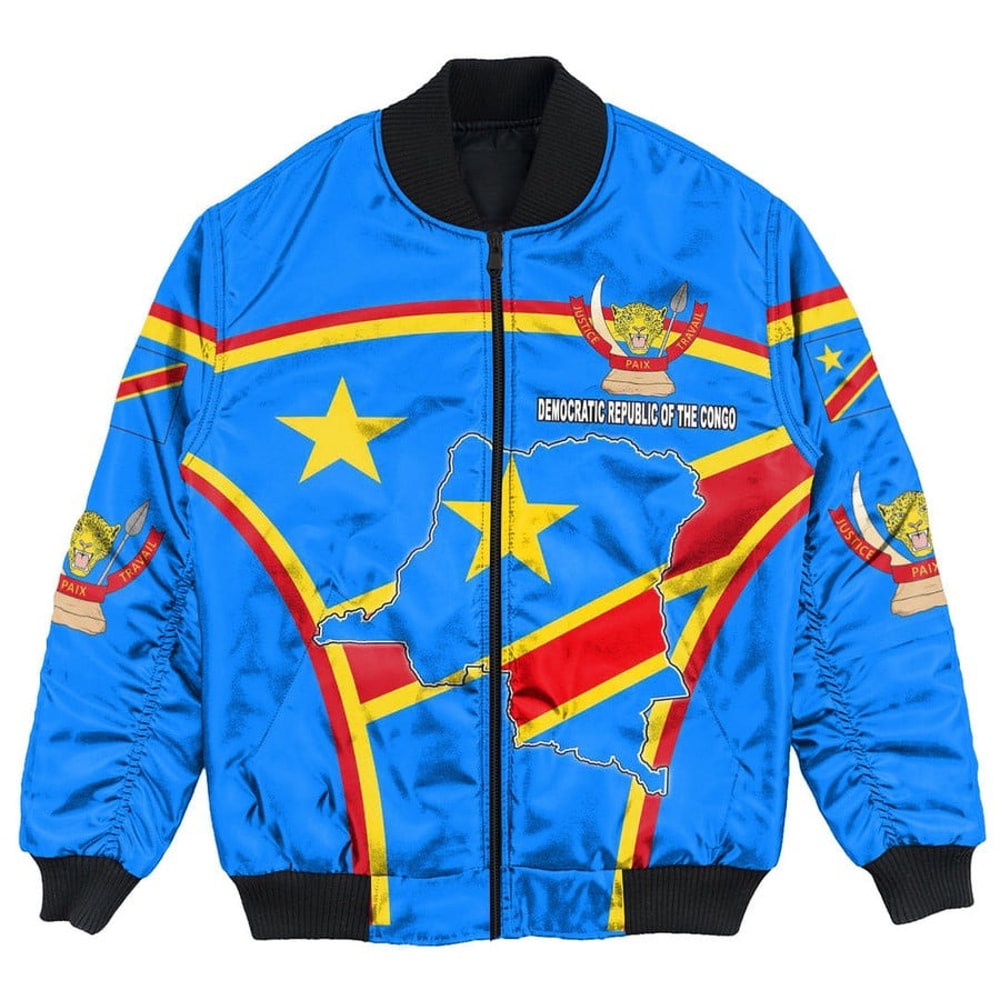 Democratic Republic of the Congo Active Flag Bomber Jacket, African Bomber Jacket For Men Women