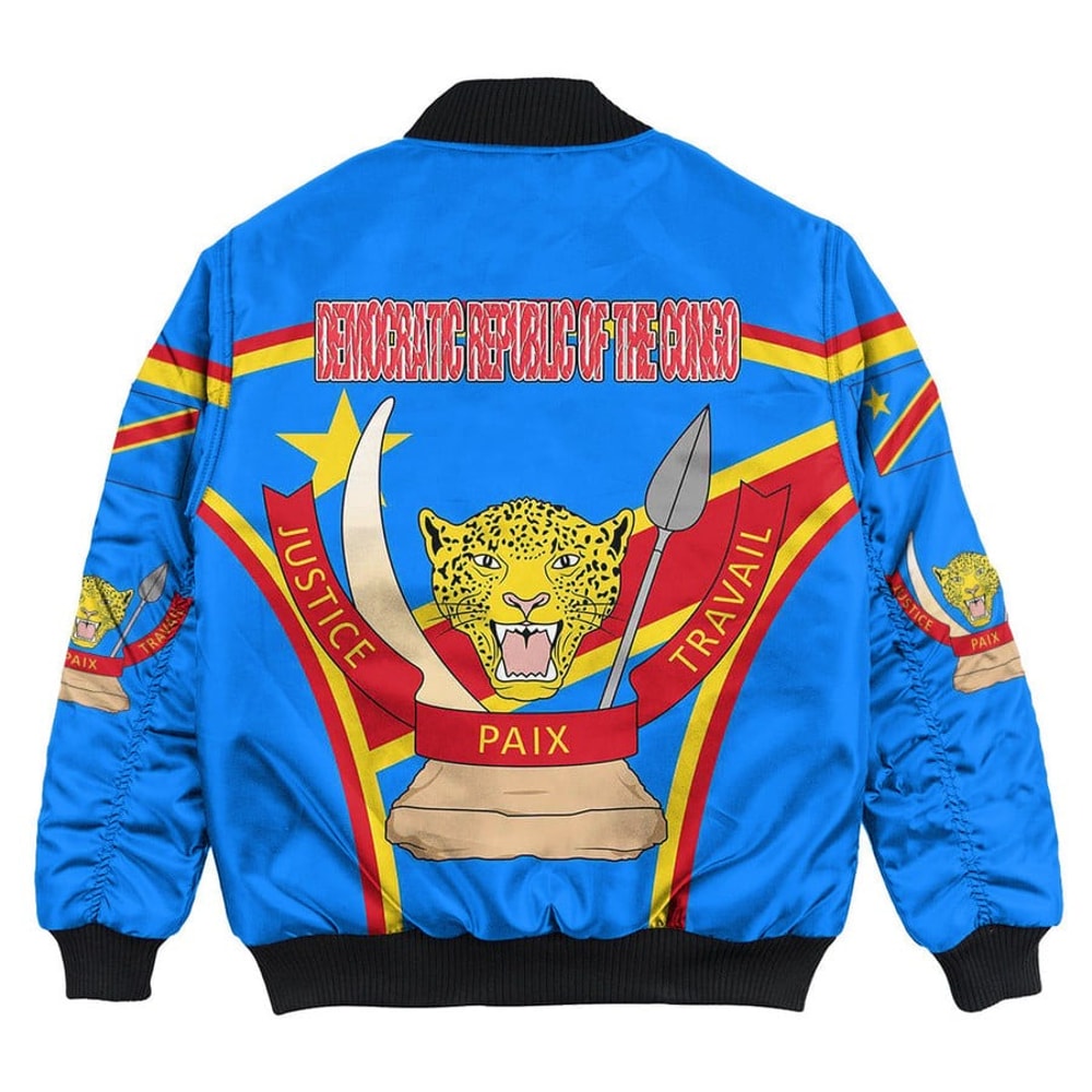 Democratic Republic of the Congo Active Flag Bomber Jacket, African Bomber Jacket For Men Women