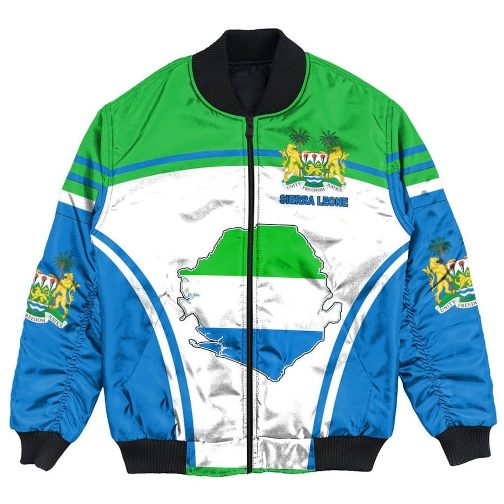 Sierra Leone Active Flag Bomber Jacket, African Bomber Jacket For Men Women