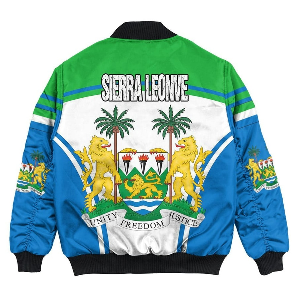 Sierra Leone Active Flag Bomber Jacket, African Bomber Jacket For Men Women