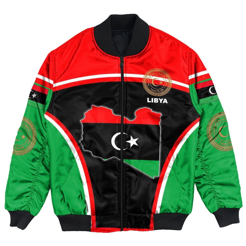 Libya Active Flag Bomber Jacket, African Bomber Jacket For Men Women