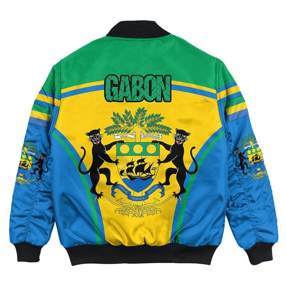 Gabon Active Flag Bomber Jacket, African Bomber Jacket For Men Women