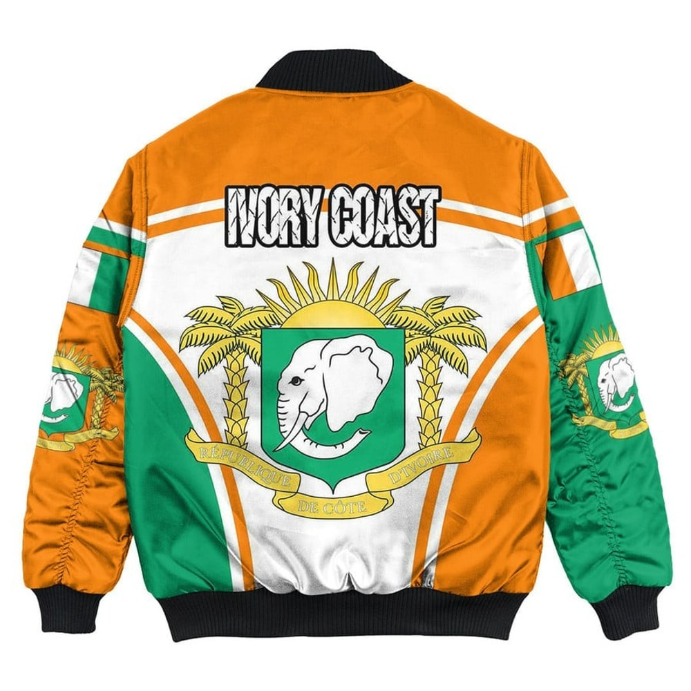 Ivory Coast Active Flag Bomber Jacket, African Bomber Jacket For Men Women