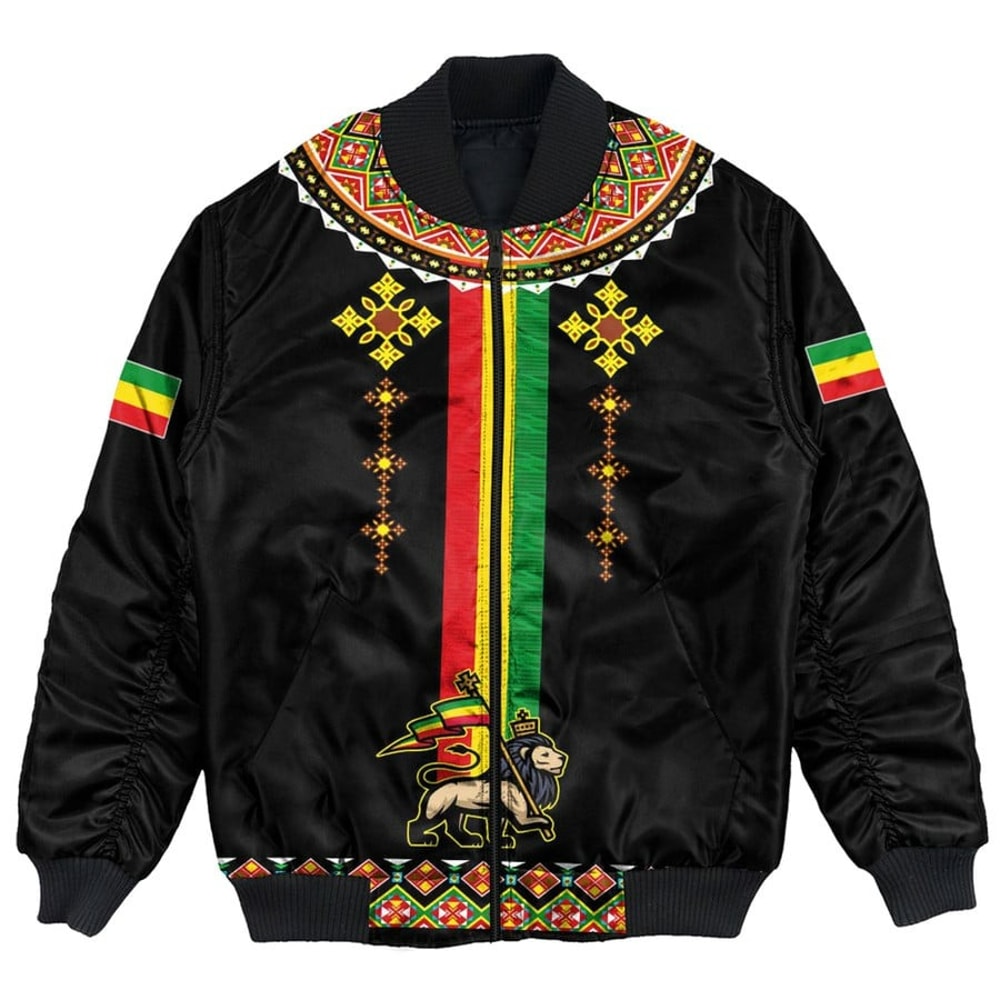 Ethiopia Lion Style Pattern Bomber Jackets, African Bomber Jacket For Men Women