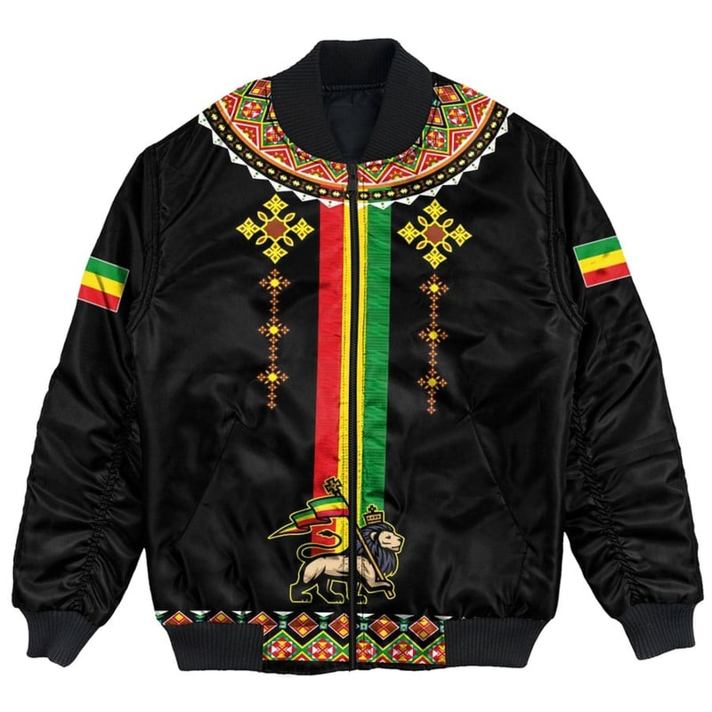 Ethiopia Lion Style Pattern Bomber Jackets, African Bomber Jacket For Men Women