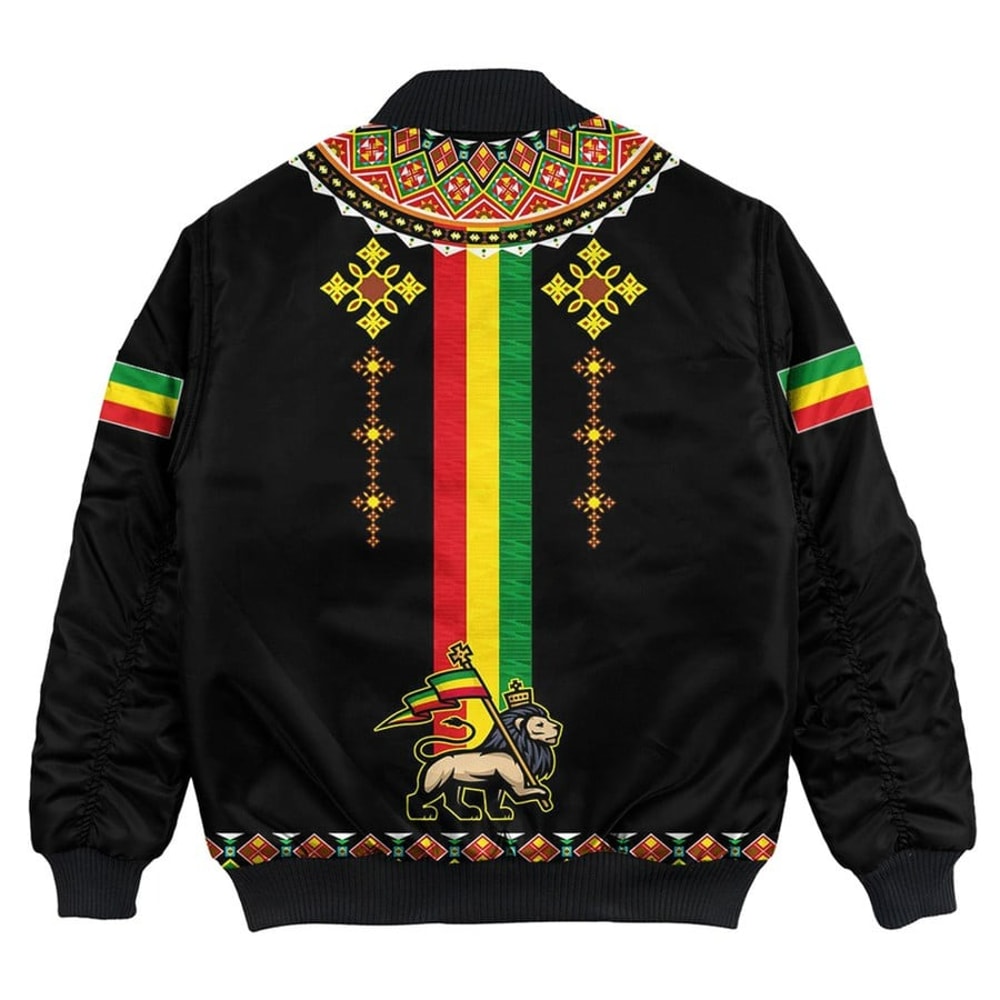 Ethiopia Lion Style Pattern Bomber Jackets, African Bomber Jacket For Men Women