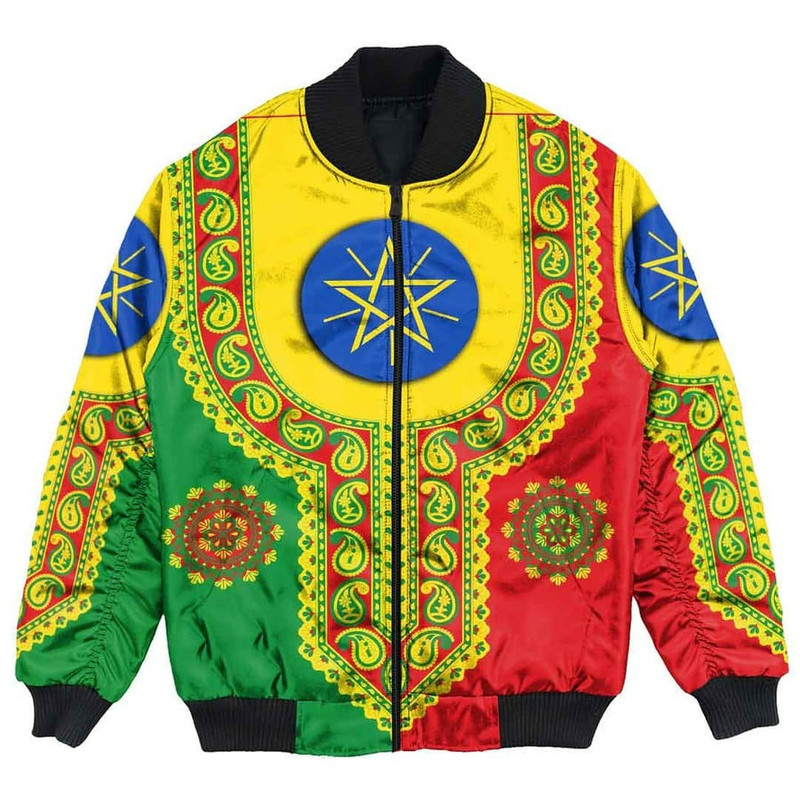 Ethiopia Dashiki Bomber Jacket, African Bomber Jacket For Men Women