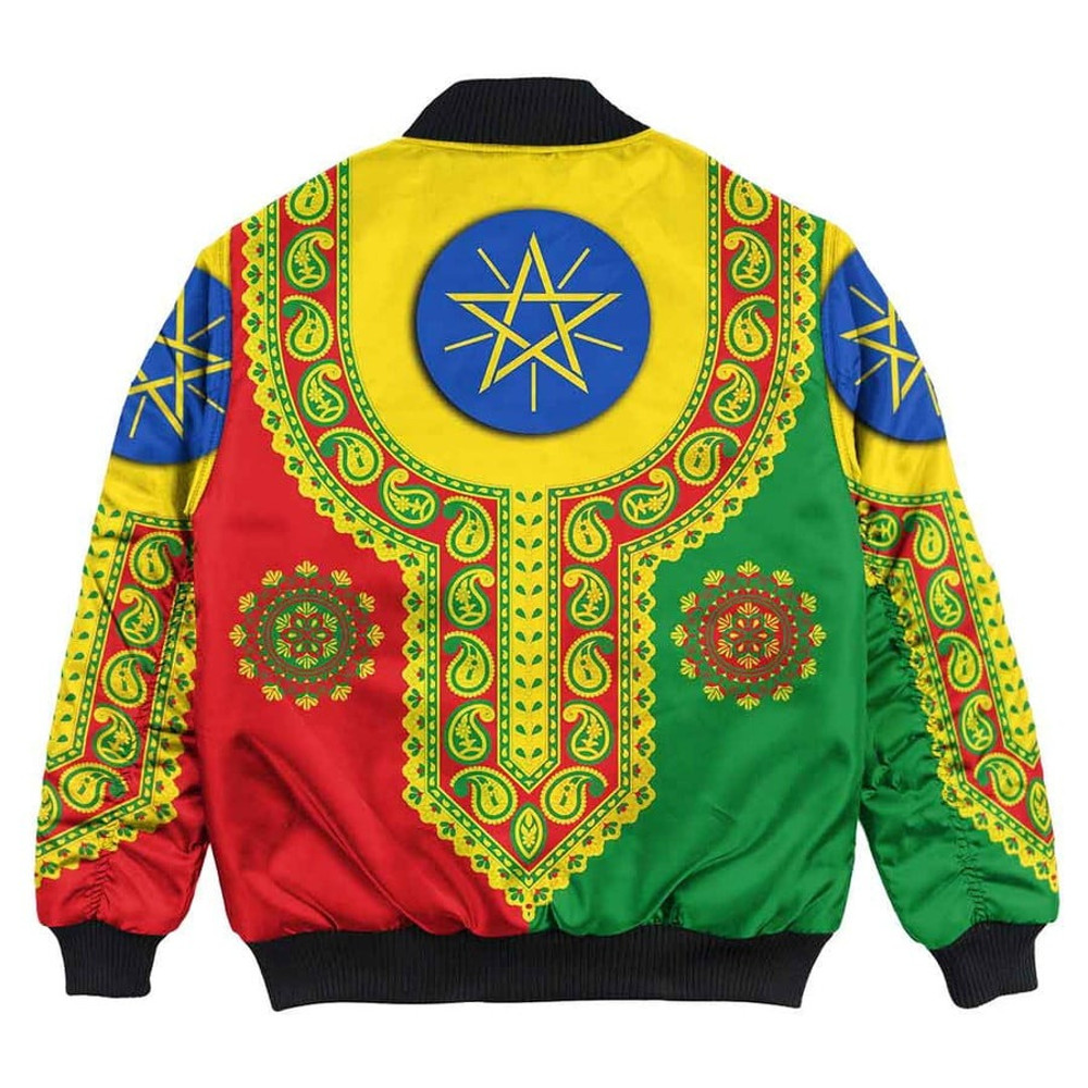 Ethiopia Dashiki Bomber Jacket, African Bomber Jacket For Men Women