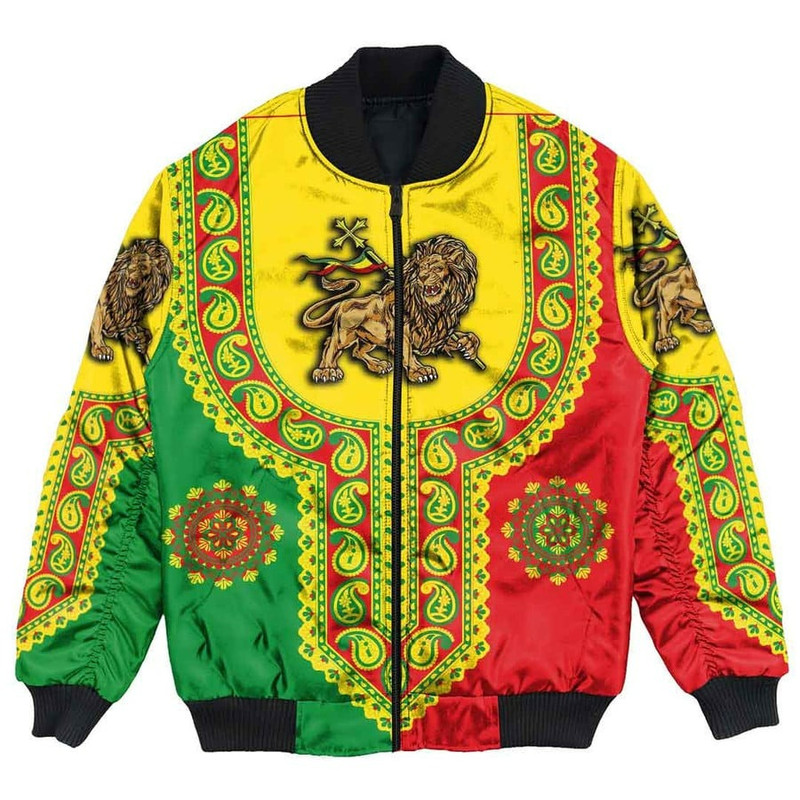 Ethiopia Lion Dashiki Bomber Jacket, African Bomber Jacket For Men Women